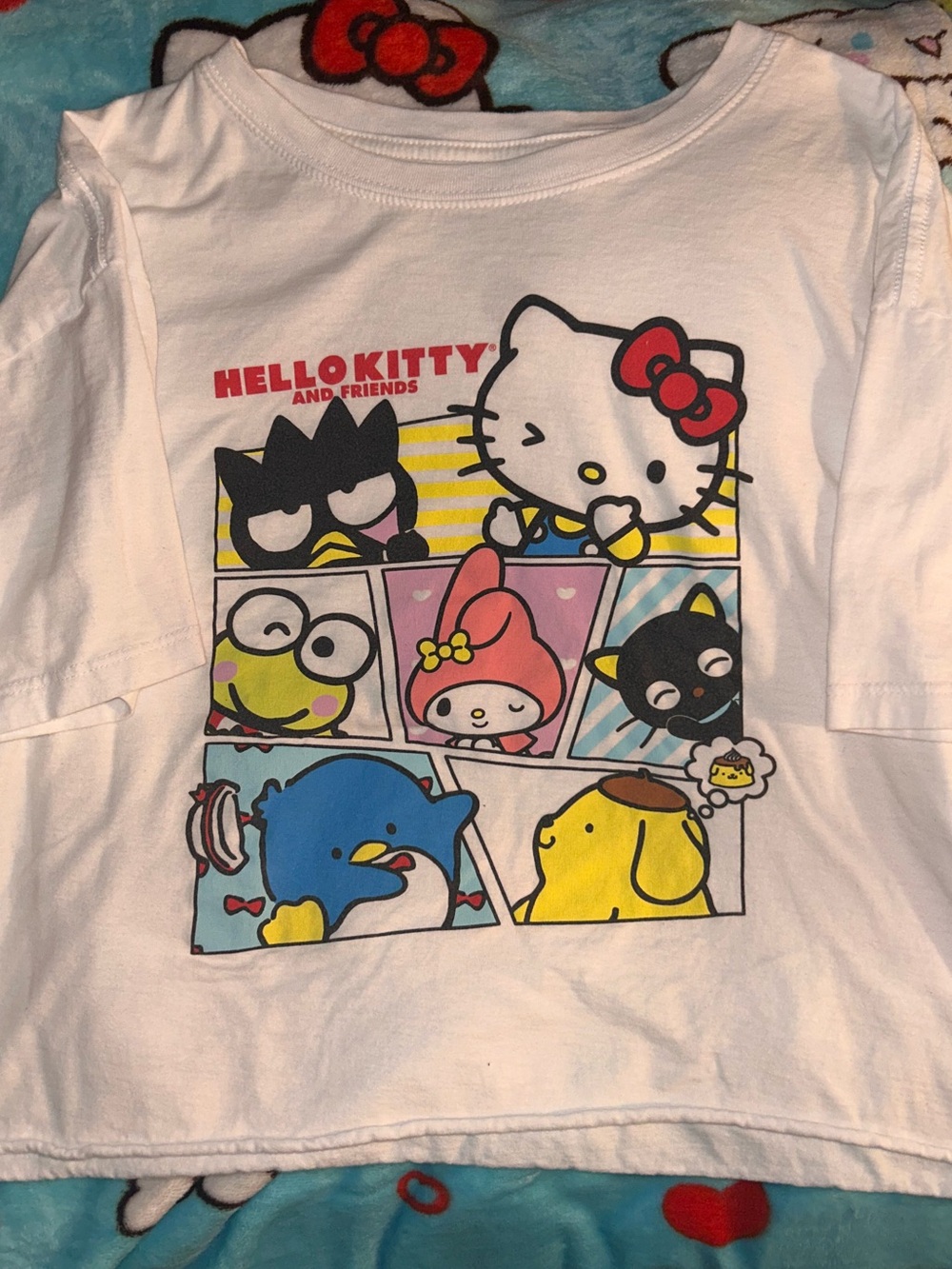 Hello Kitty White Graphic Cropped Tee - Sanrio Characters